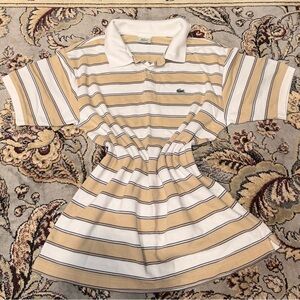 Lacoste Polo Shirt - White and Tan Stripes